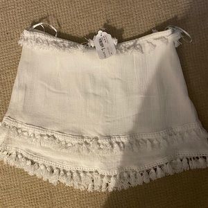White linen tassel skirt